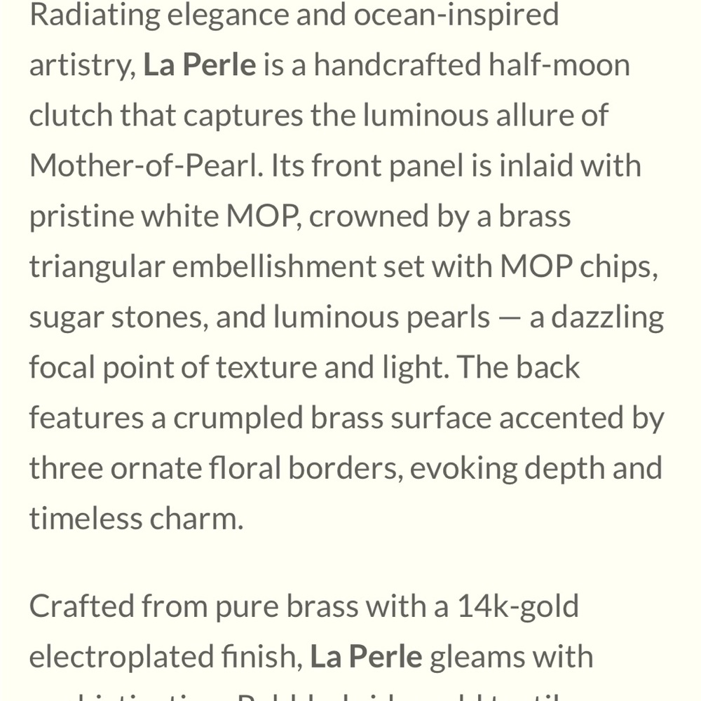 Ramla La Perle Handmade in Morocco Mother of Pearl and Brass clutch with chain - Picture 16 of 16